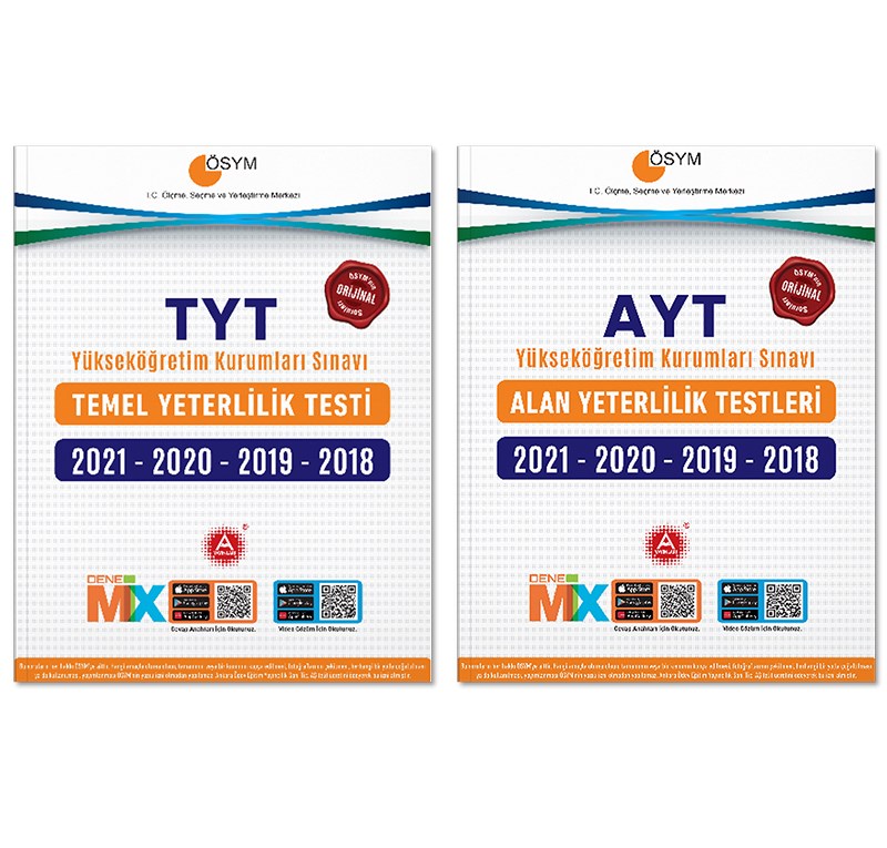 2021 2020 2019 2018  TYT AYT Tıpkı Basım Deneme Paketi 2 Kitap A Yayınları