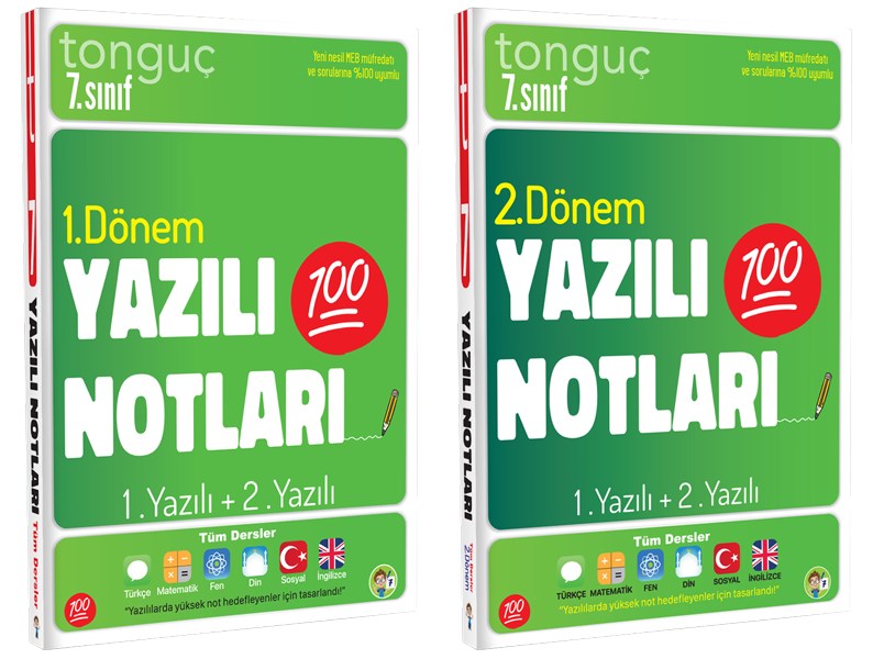 7. Sınıf Yazılı Notları  1. Dönem ve 2. Dönem 1 ve 2. Yazılı - Tonguç Yayınları