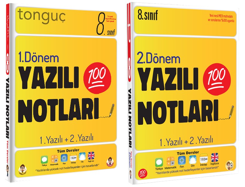 8. Sınıf Yazılı Notları 1. Dönem ve 2. Dönem 1 ve 2. Yazılı - Tonguç Yayınları