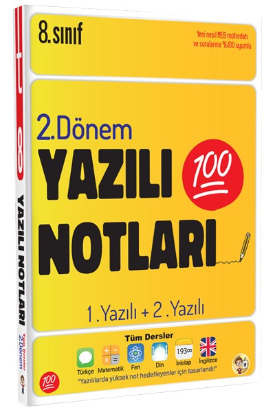 8. Sınıf Yazılı Notları 2. Dönem 1 ve 2. Yazılı - Tonguç Yayınları
