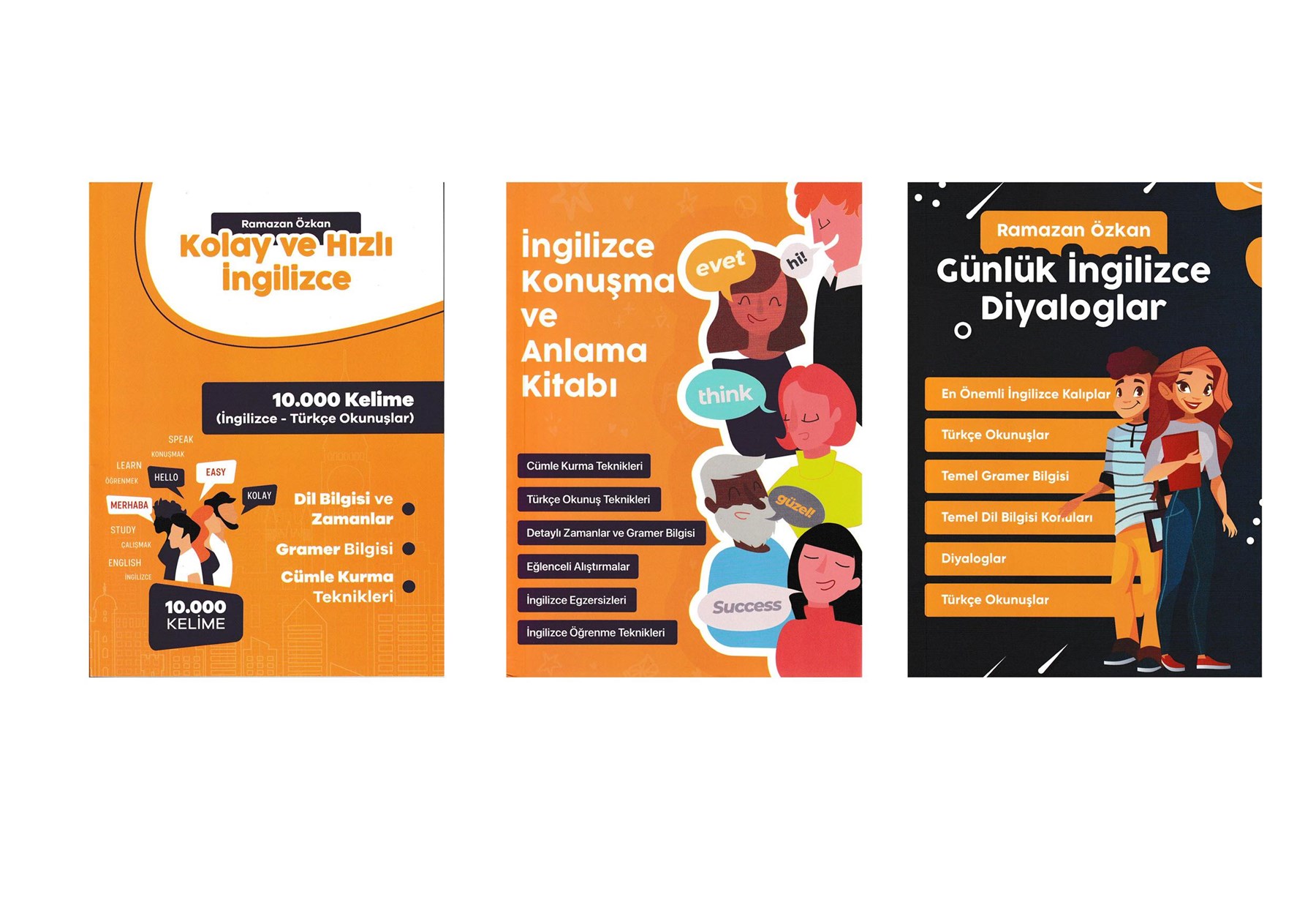 Hızlı İngilizce Öğrenme ve Konuşma Seti - Günlük Diyaloglar - 3 Kitap -  Ramazan ÖZKAN