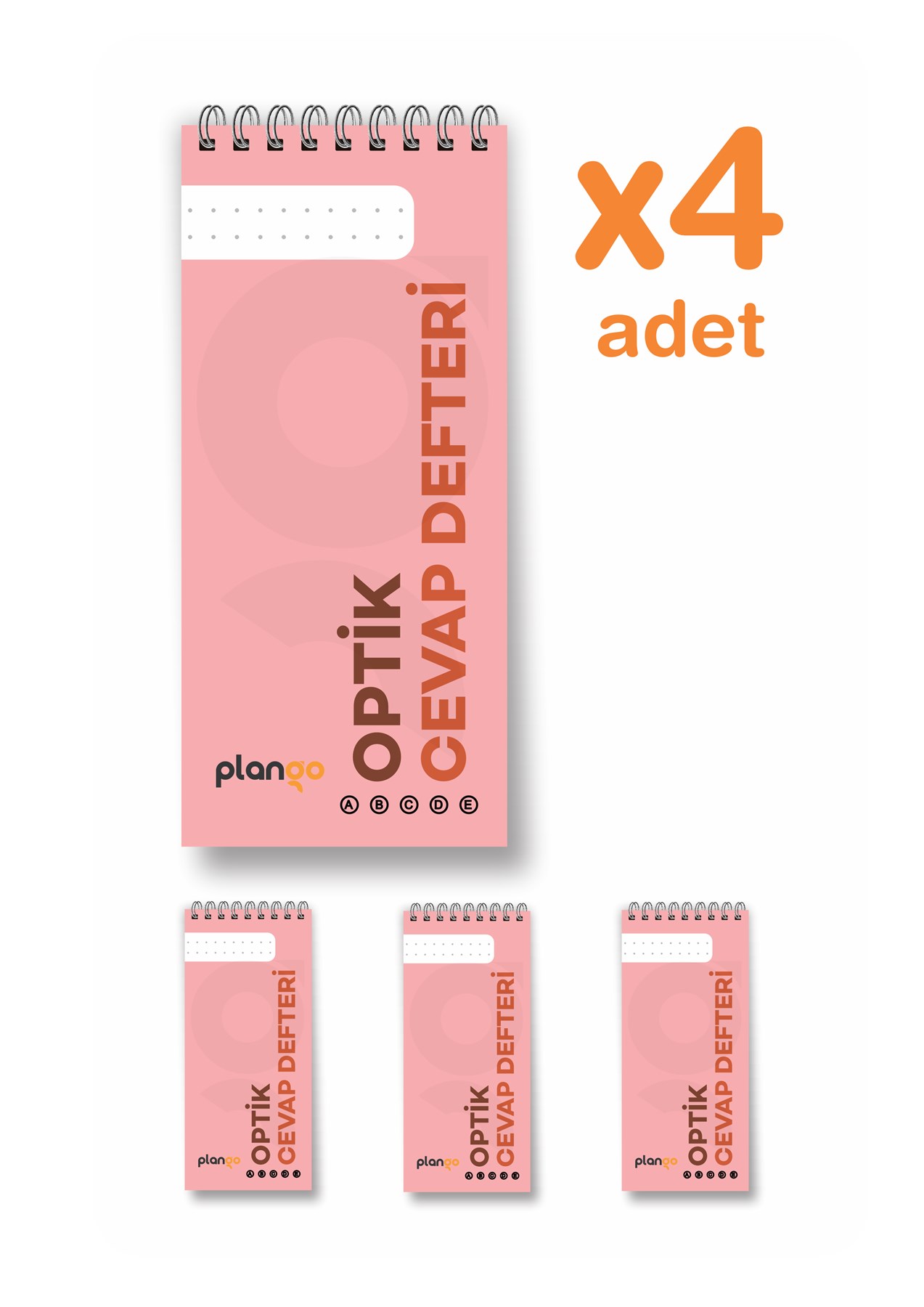Optik Cevap Defteri (4 Adet - 200 Sayfa) Sınava Hazırlık Optik Form Defteri - Plango
